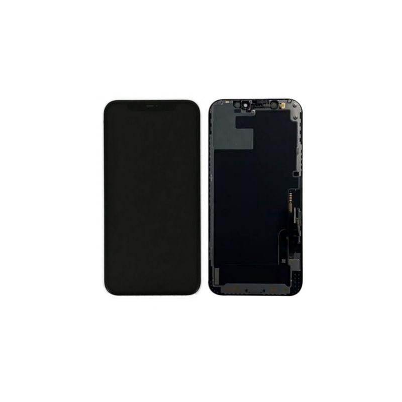 LCD screen replacement part for smartphone, front and back view on white background